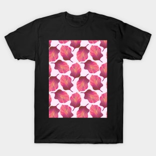 Tropical Leaves Pattern in Pink T-Shirt